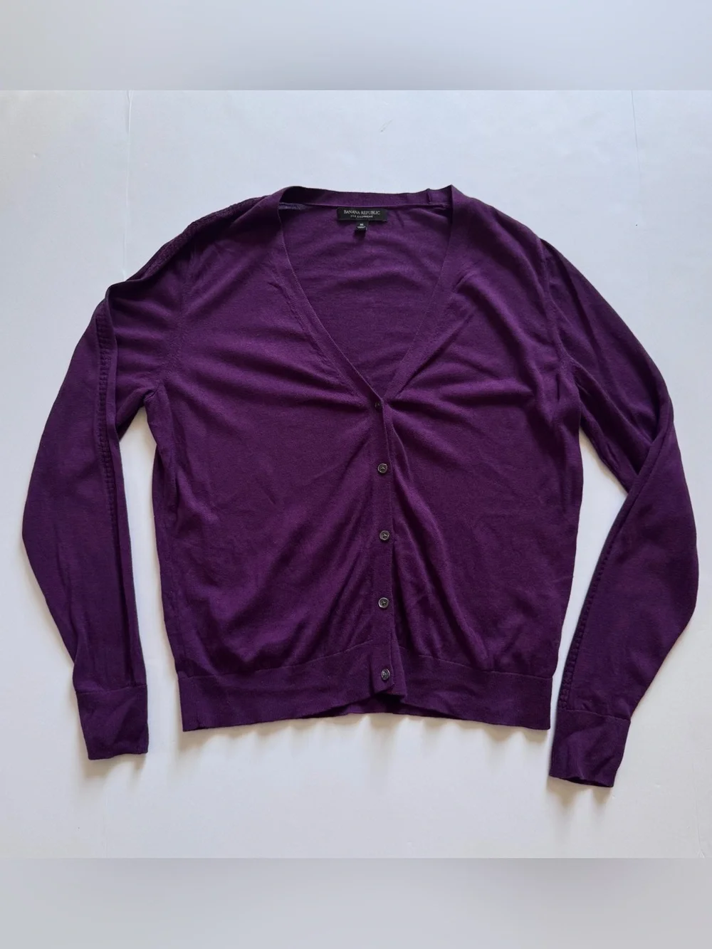 Banana Republic Deep Purple V-Neck Button Cardigan,Size XL - Picture 2 of 7